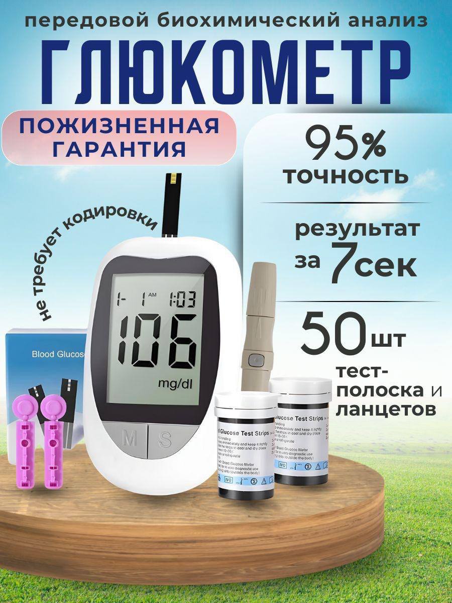 Глюкометр с тест-полосками и прокалывателем Глюкометр с тест-полосками